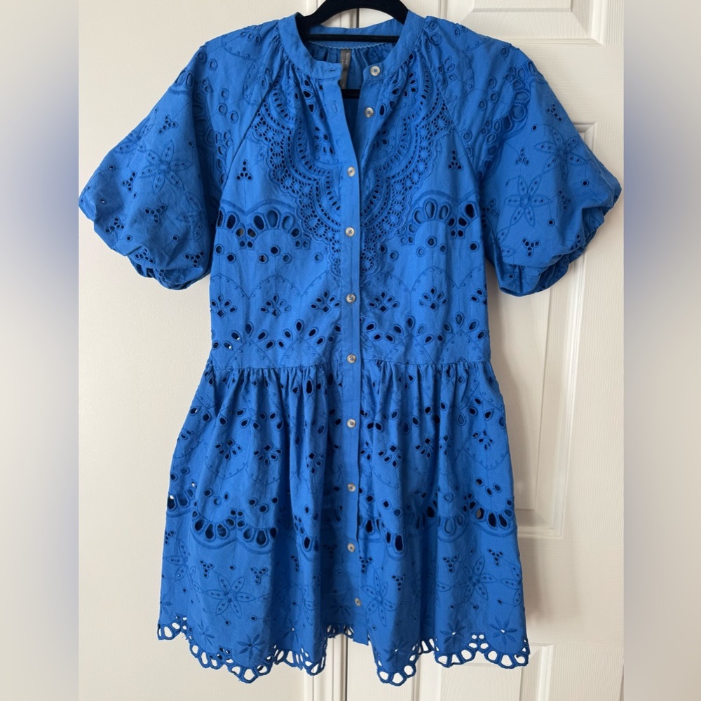 Anthropologie Tallulah Puff Sleeve Eyelet Mini Dress, Size XS - Picture 5 of 14